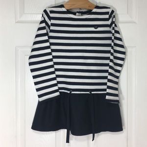 Stripe Long Sleeve Top Ruffle Detail